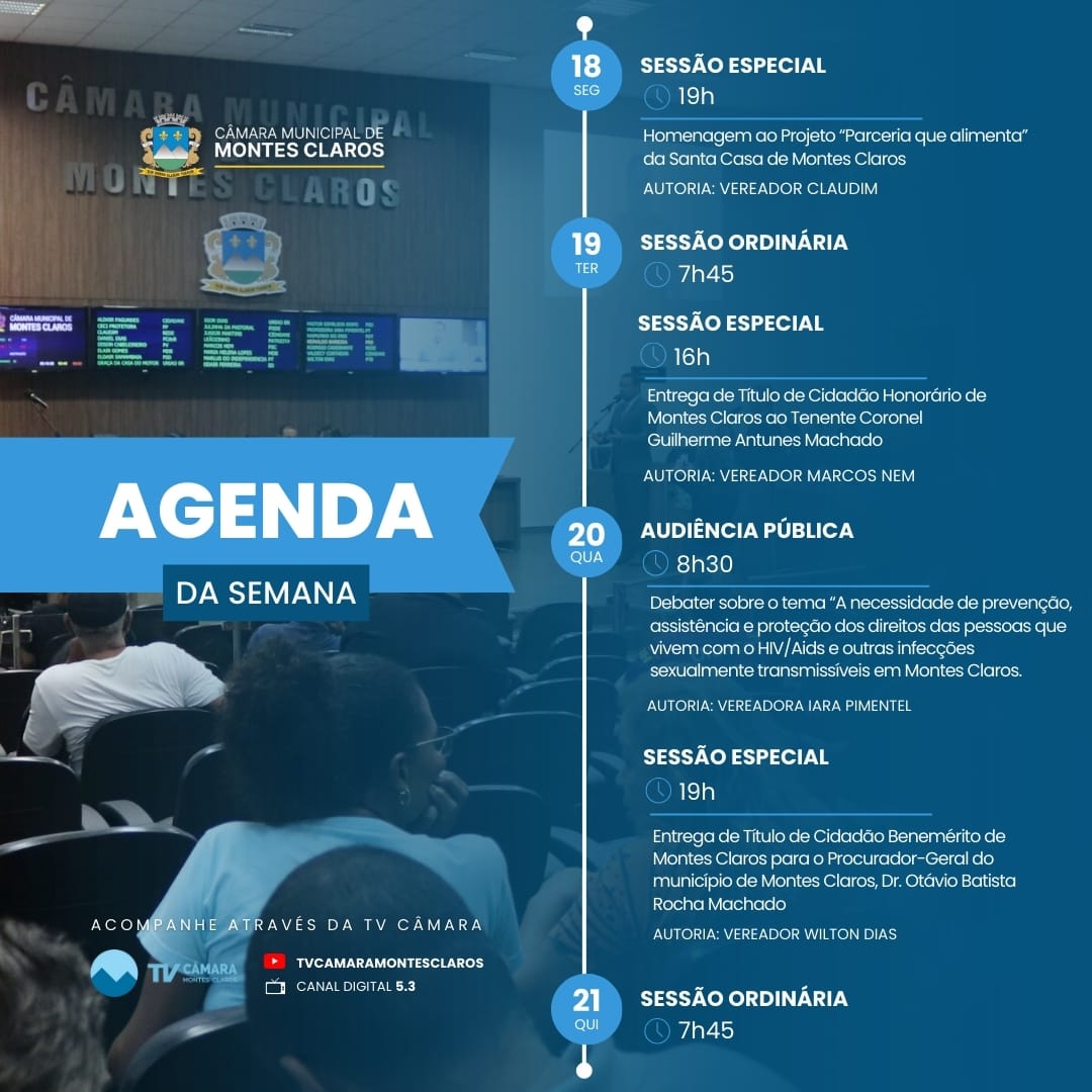 Câmara terá agenda extensa na última semana de trabalho