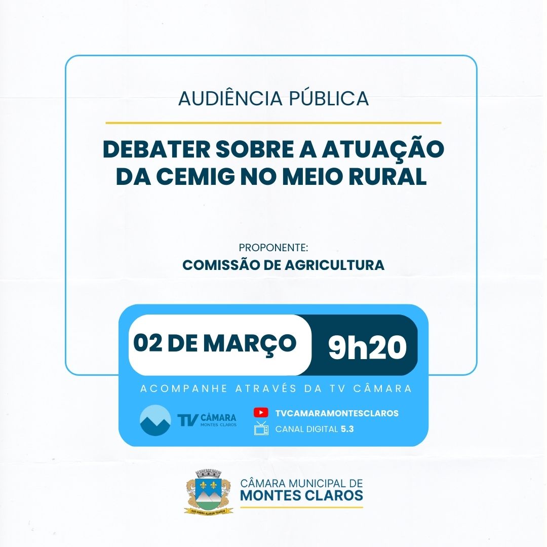 Audiência pública vai debater a atuação da Cemig no meio rural