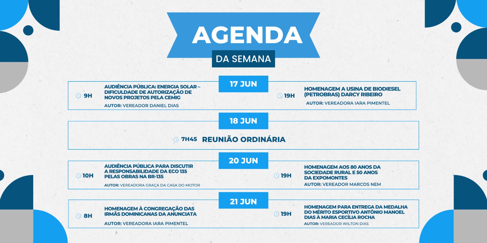 Audiências públicas e sessões especiais na agenda da Câmara